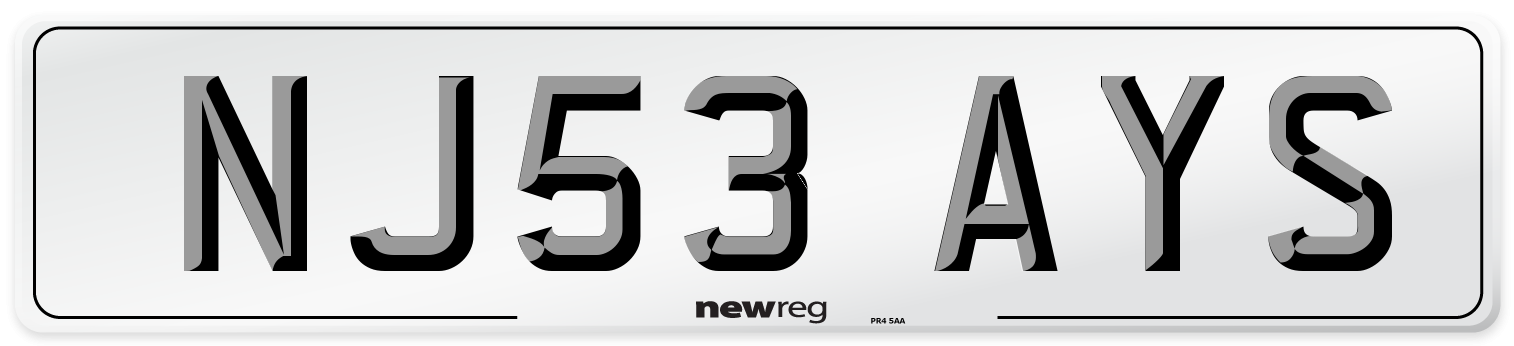 NJ53 AYS Number Plate from New Reg
